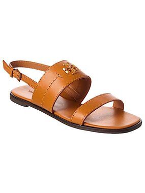Tory Burch Womens 141998 Vanchetta camel Leather Mini Everly Flat Sandals Size 1